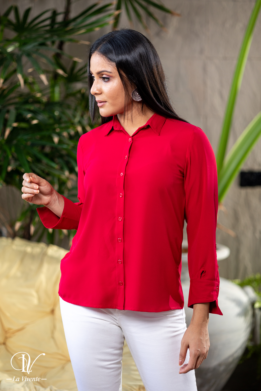 Asymmetric Cuffed Shirt Blouse
