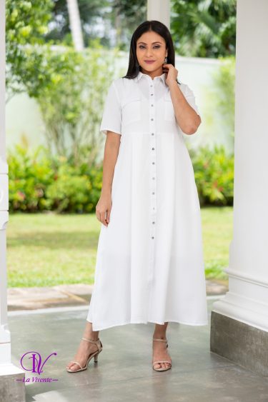 Button up Shirt Collared Short Sleeved Maxi Dress