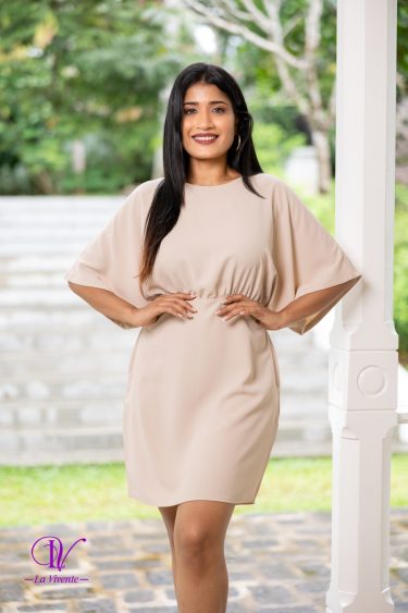 Maggie-Sleeved Waist Gathered Mini Dress