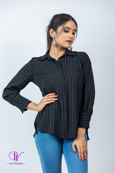 Striped Button Up Shirt Blouse