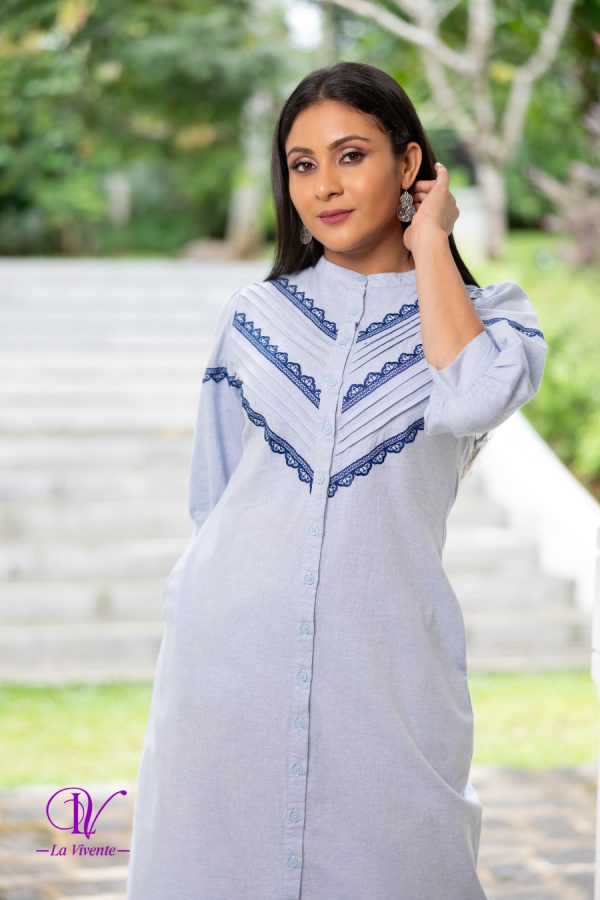 Embroidery Midi Linen Dress