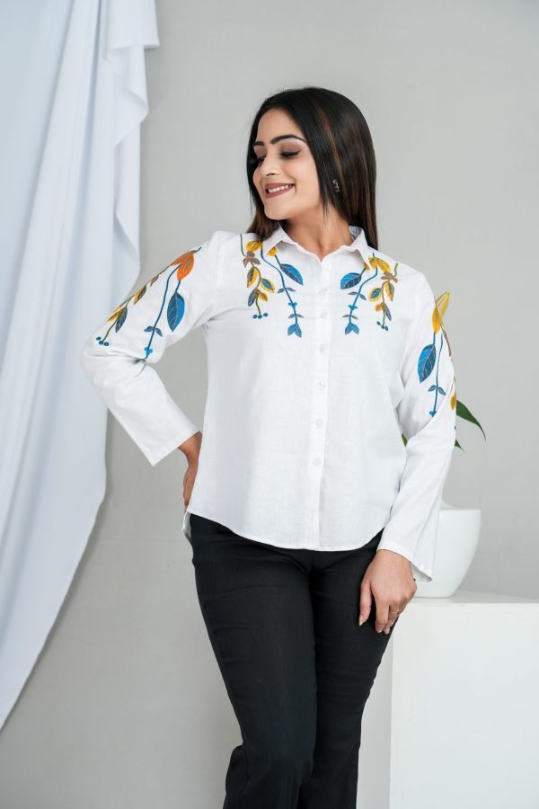 Embroidered Button Up Shirt Blouse - Image 2