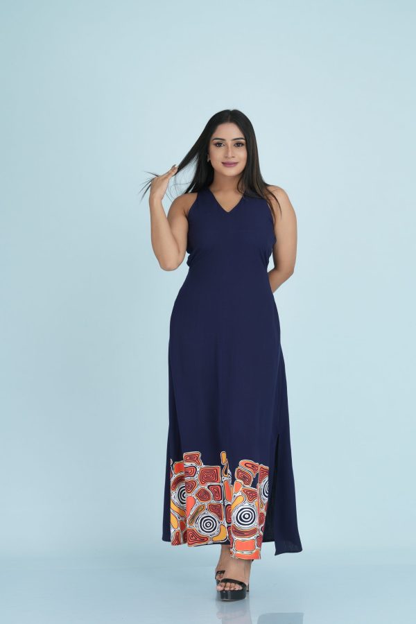 Abstract Printed Sleeveless Maxi Dress - Image 4