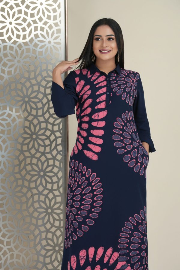 Geometric floral printed batik maxi dress