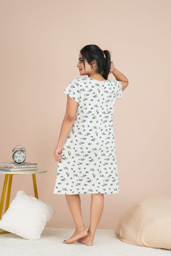 Floral Patterned Crew-necked Night Dress - Image 2