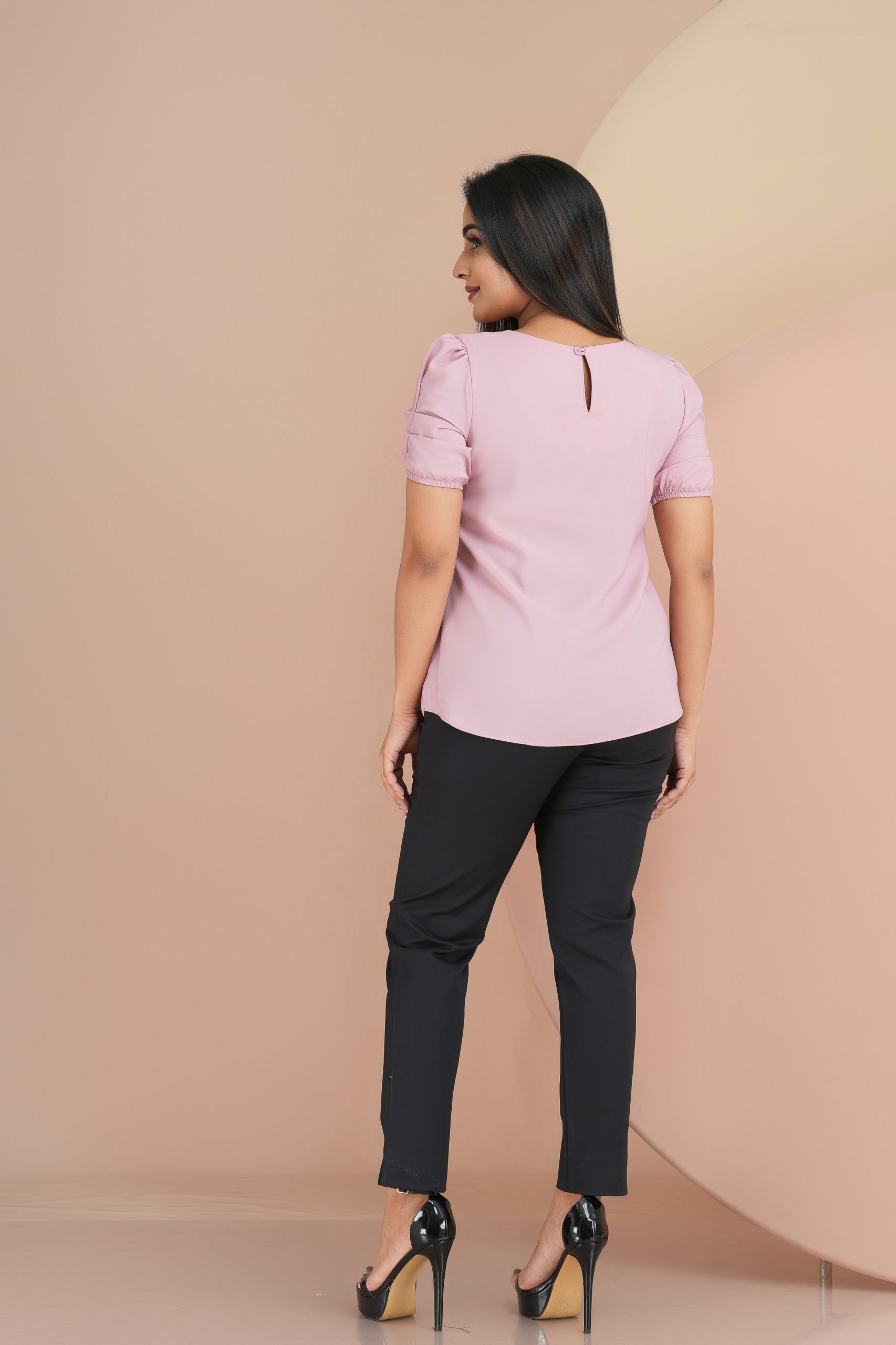 Short Sleeved Jewel Neck Top - Image 3