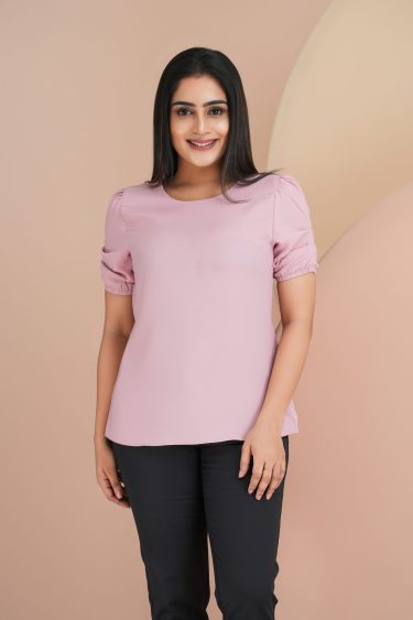 Short Sleeved Jewel Neck Top