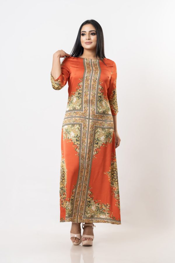 Baroque Patterned Eveningwear Maxi Dress - Image 5