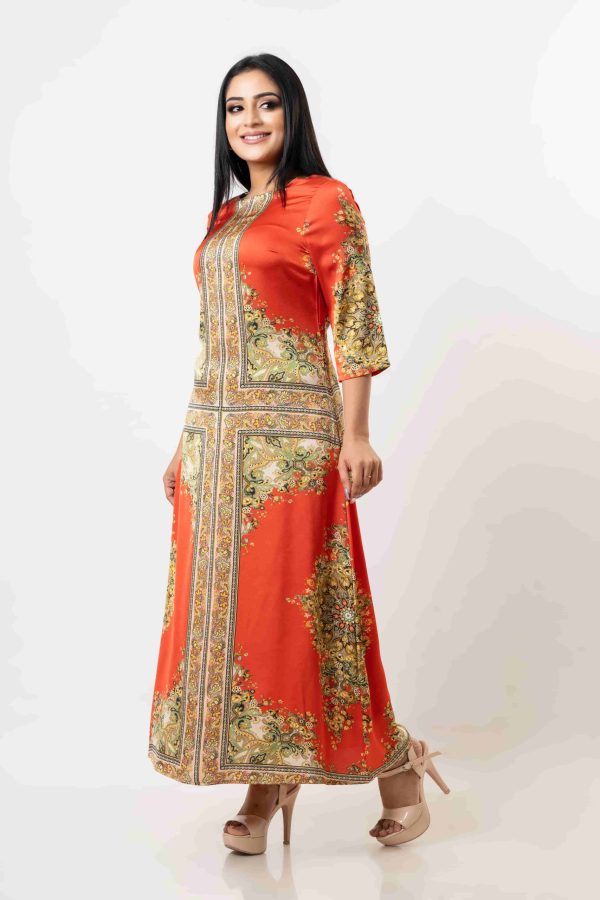 Baroque Patterned Eveningwear Maxi Dress
