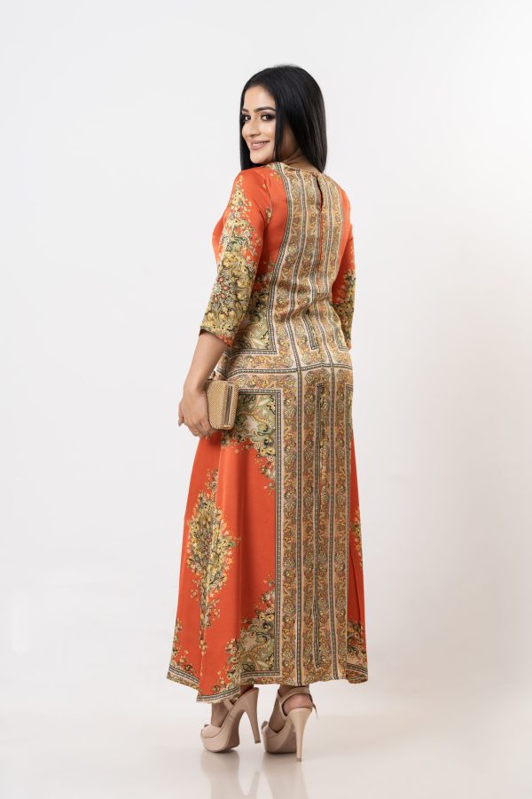 Baroque Patterned Eveningwear Maxi Dress - Image 4
