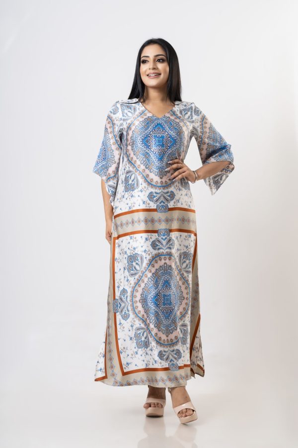 Baroque Patterned A-line Maxi Dress - Image 2