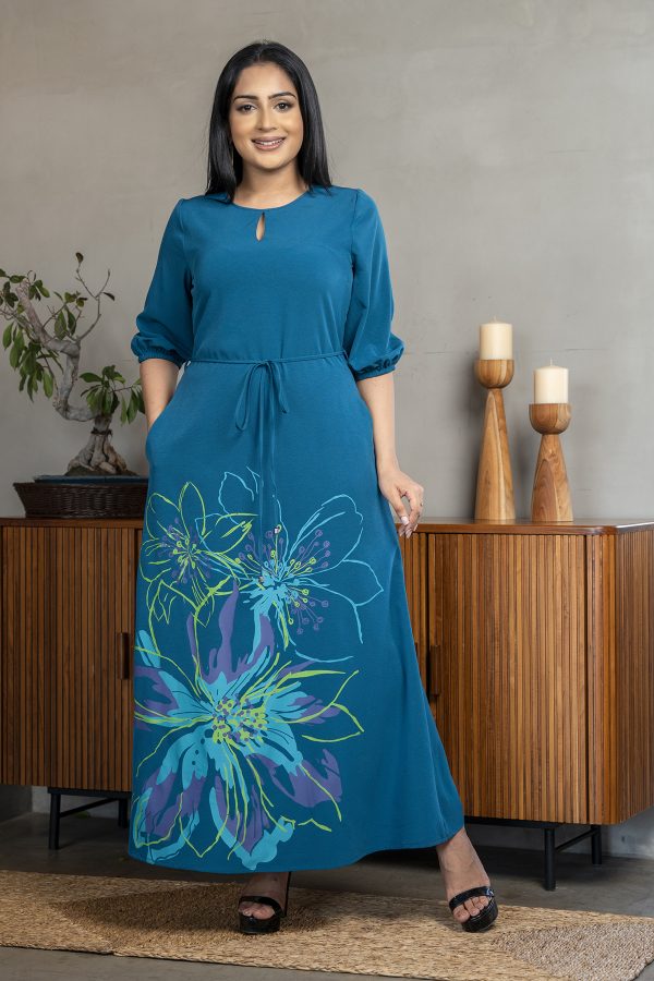 Floral printed corded maxi dress