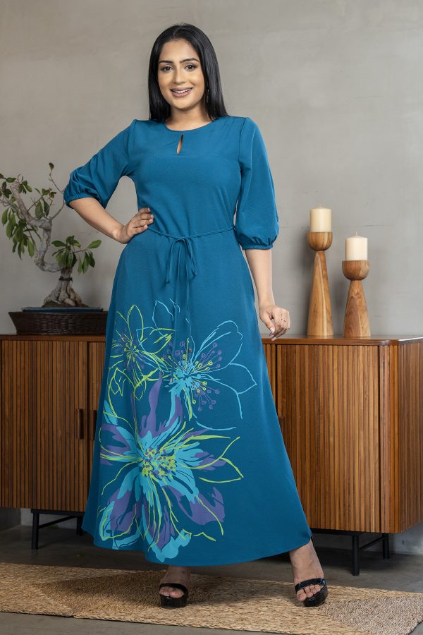 Floral printed corded maxi dress - Image 3