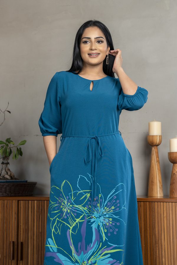 Floral printed corded maxi dress - Image 4