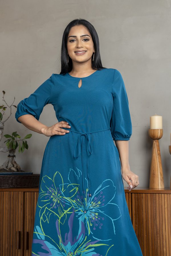 Floral printed corded maxi dress - Image 5
