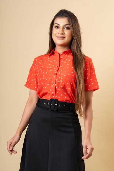 Floral Patterned Button Up Shirt Blouse