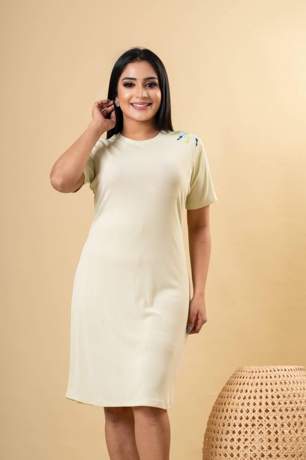 Shoulder Embroidered T-shirt Dress - Image 4