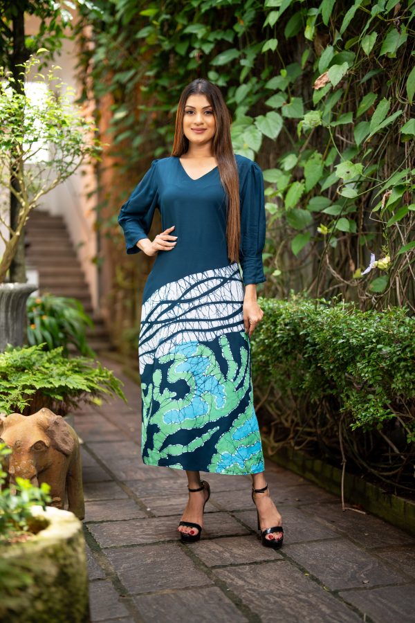 Abstract Printed Batik Midi Dress - Image 2