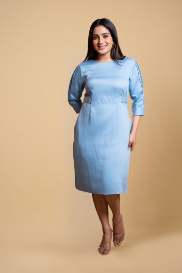 Waist Belt Detail Short Office Dress