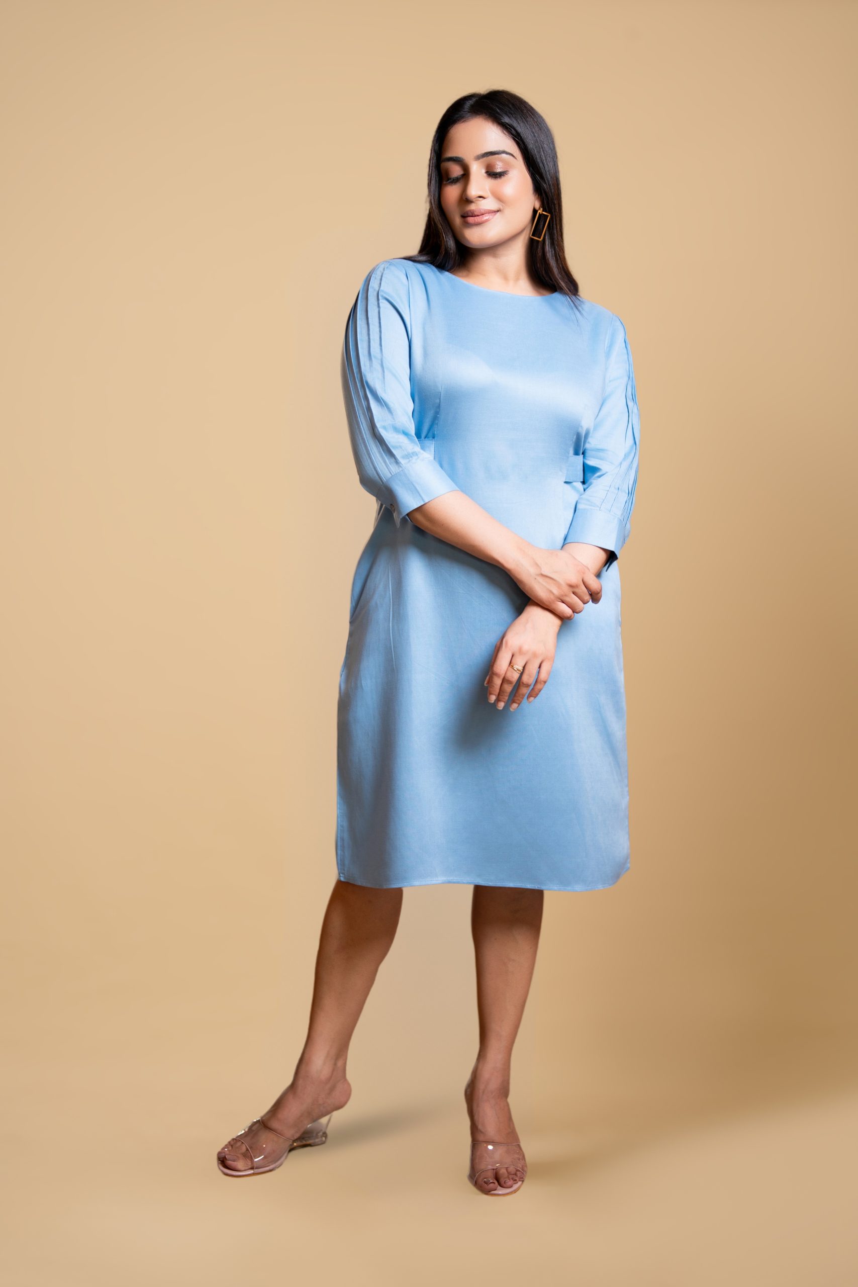 Waist Belt Detail Short Office Dress - Image 3