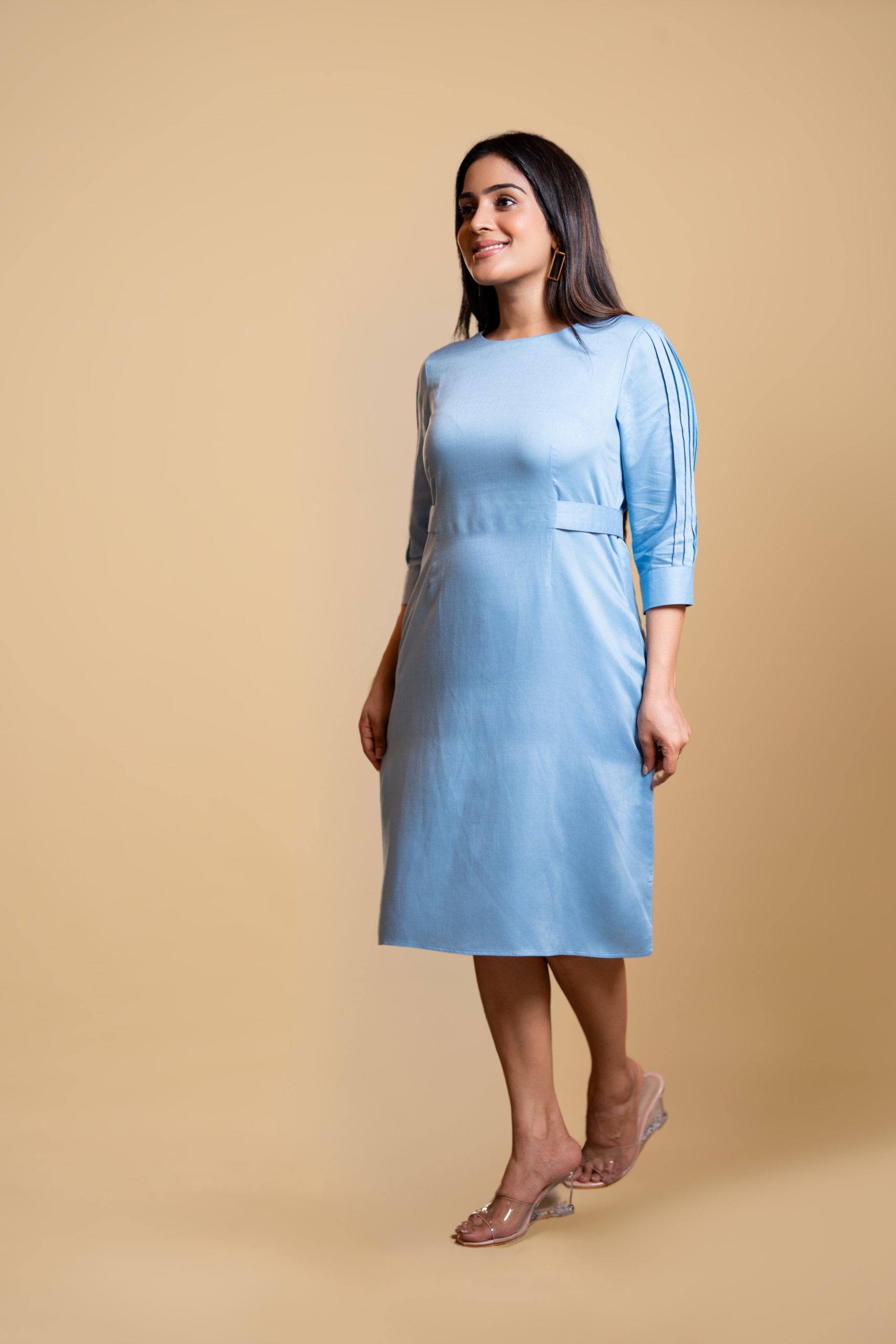 Waist Belt Detail Short Office Dress - Image 5