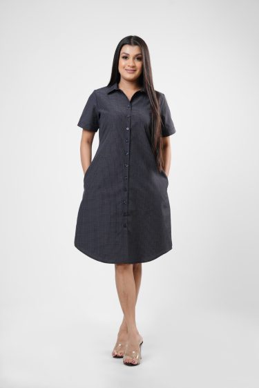 Checked Print Short sleeve Shirt Dress