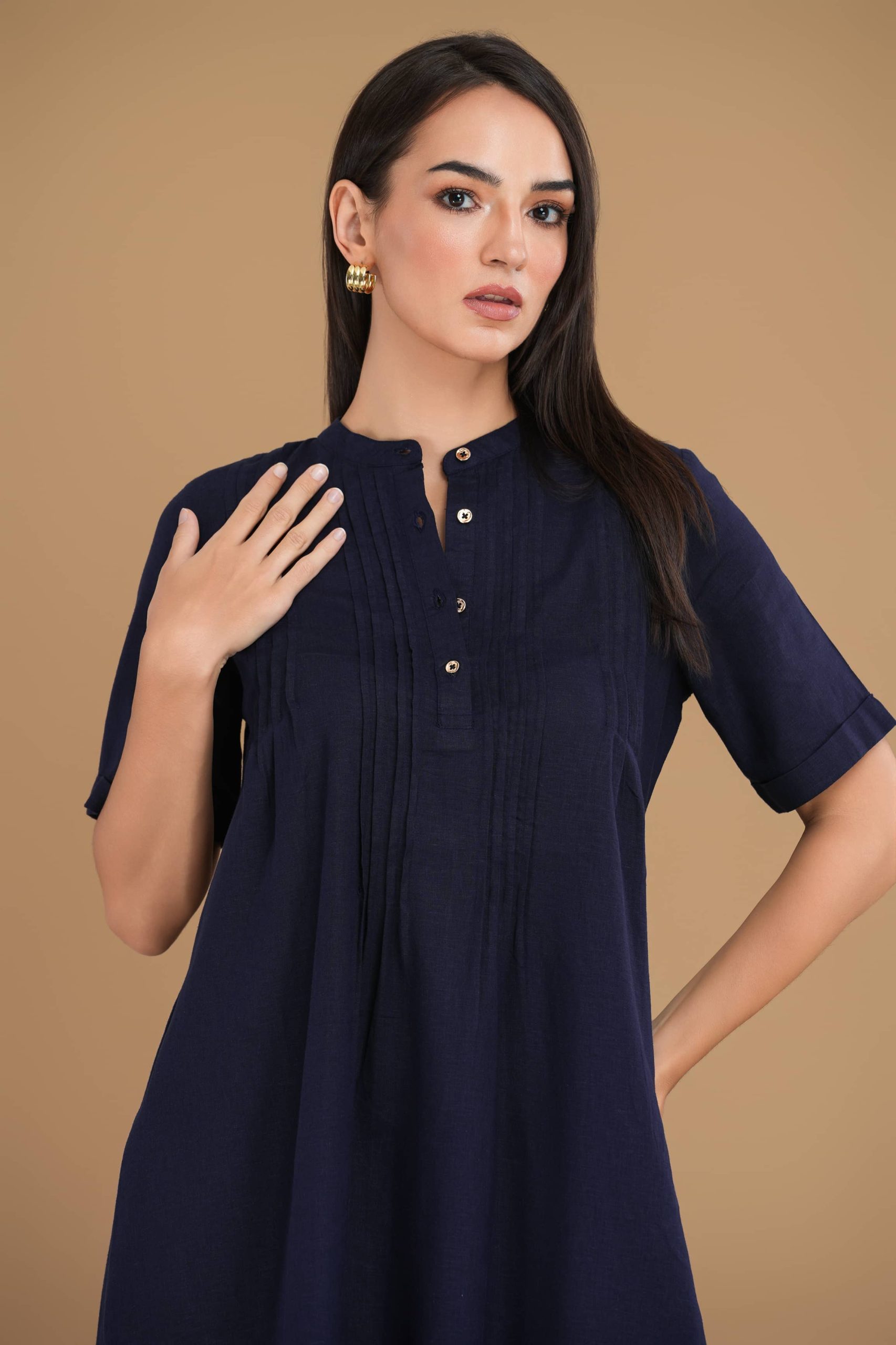 Pintuck Detail Short Dress - Image 2