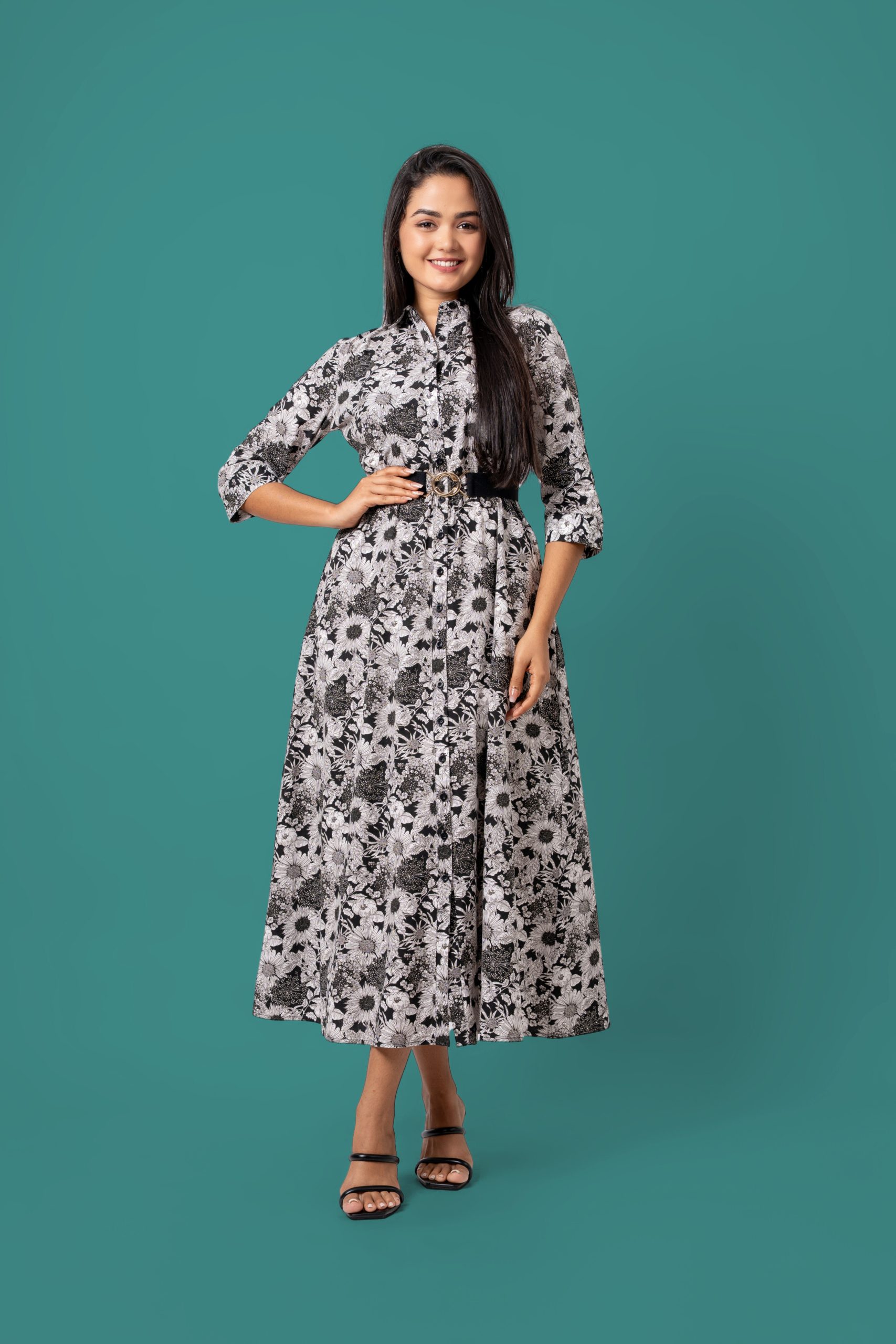 Floral Patterned Button Up Maxi Dress - Image 3