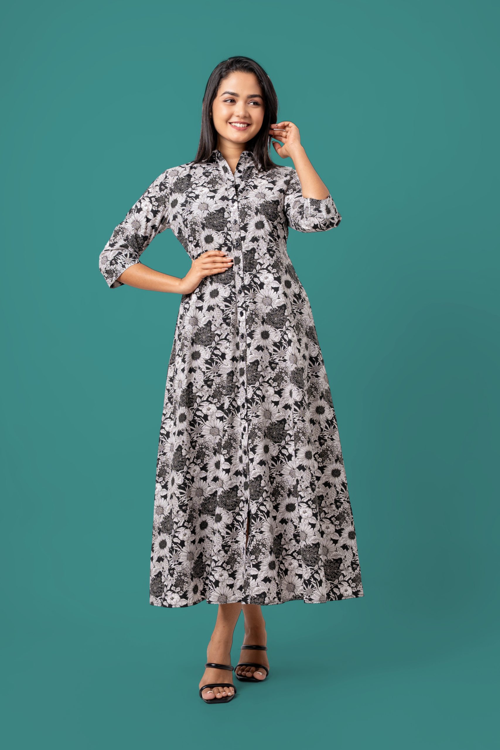Floral Patterned Button Up Maxi Dress - Image 2