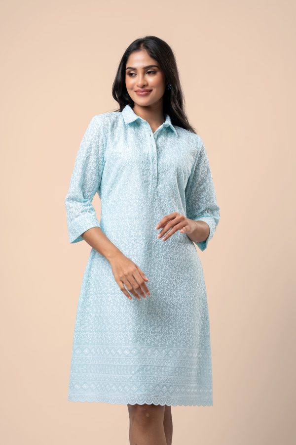 Scallop Hem Short Shirt Dress - Image 2