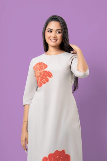 Floral Applique Detail Maxi Dress