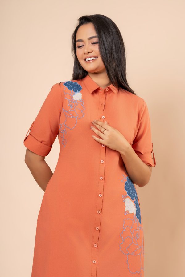 Embroidery and Applique Detail Short Shirt Dress - Image 2