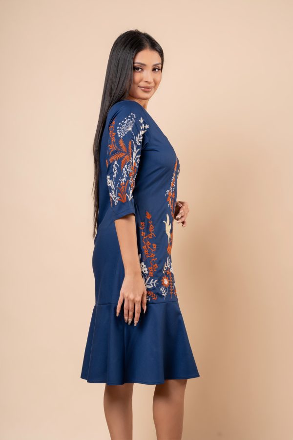 Botanical Embroidery Detail Short Dress - Image 6