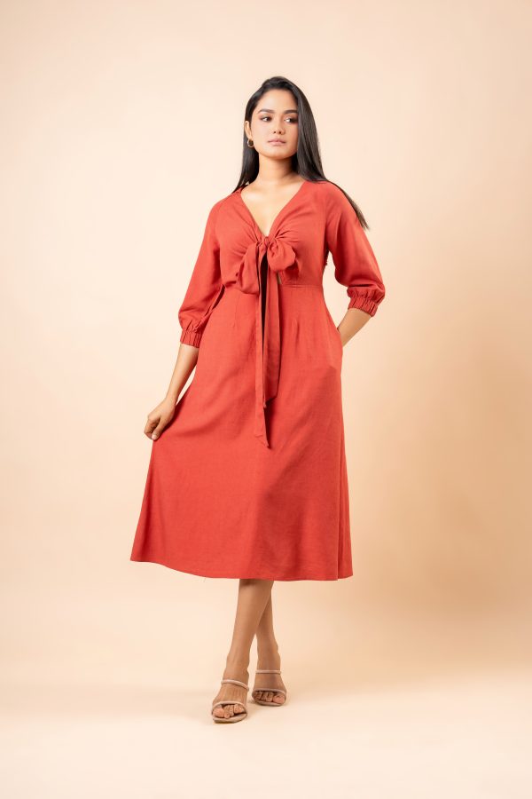Front Knot Detailed Midi Dress - Image 4