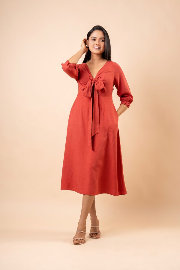 Front Knot Detailed Midi Dress - Image 3