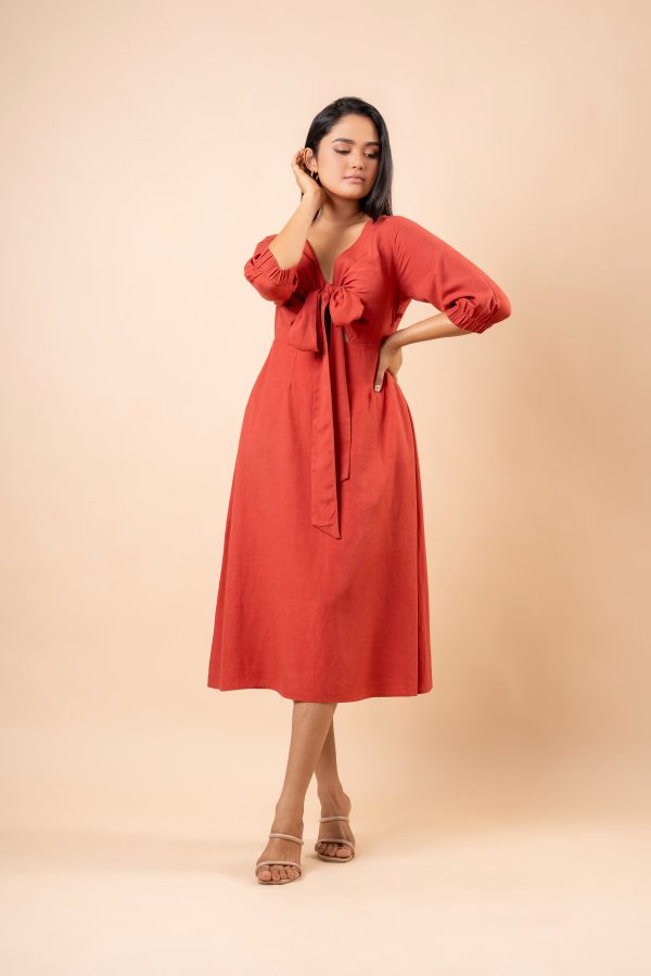 Front Knot Detailed Midi Dress - Image 5