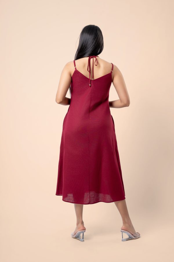 Neck Tie-Up Detailed Strappy Midi Dress - Image 5