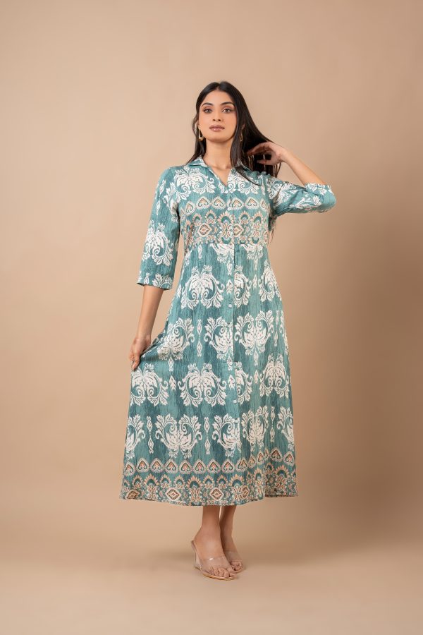 Ikat Patterned Button Down Maxi Dress - Image 2