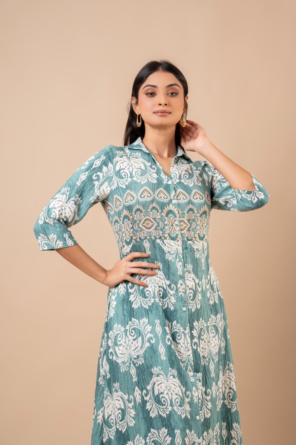Ikat Patterned Button Down Maxi Dress - Image 4