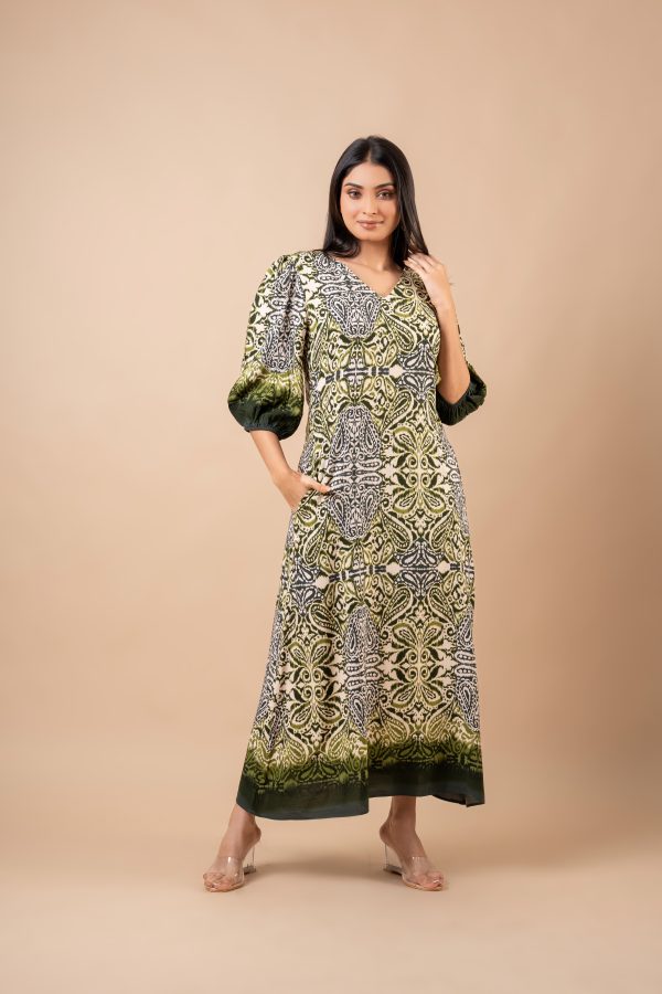 Ikat Patterned Border Detailed Maxi Dress - Image 2