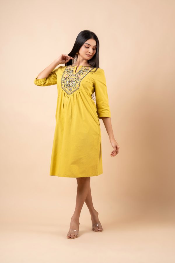 Yoke Floral Embroidered Short Dress - Image 5