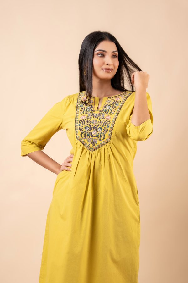 Yoke Floral Embroidered Short Dress - Image 2