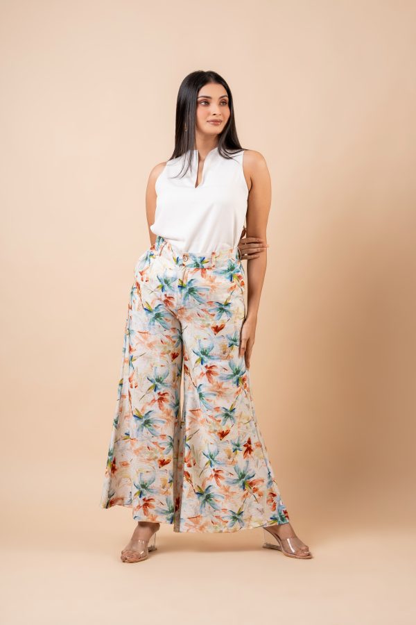 Floral Patterned Casual Wide Leg Pant - Image 2
