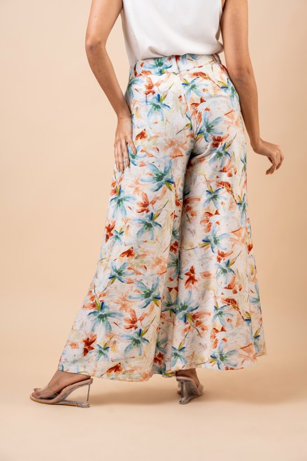 Floral Patterned Casual Wide Leg Pant - Image 4