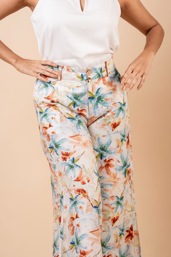 Floral Patterned Casual Wide Leg Pant - Image 5
