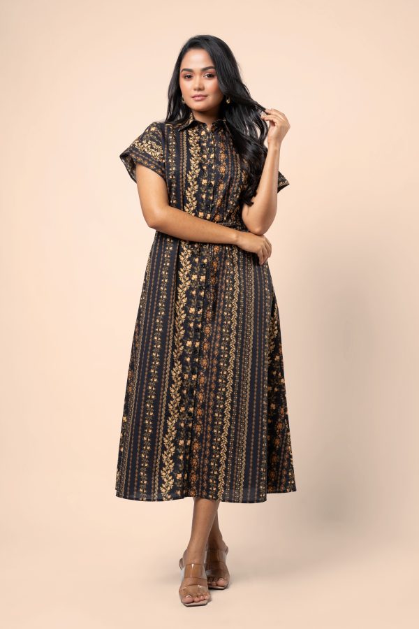 Floral Patterned Button-Down Midi Dress - Image 4