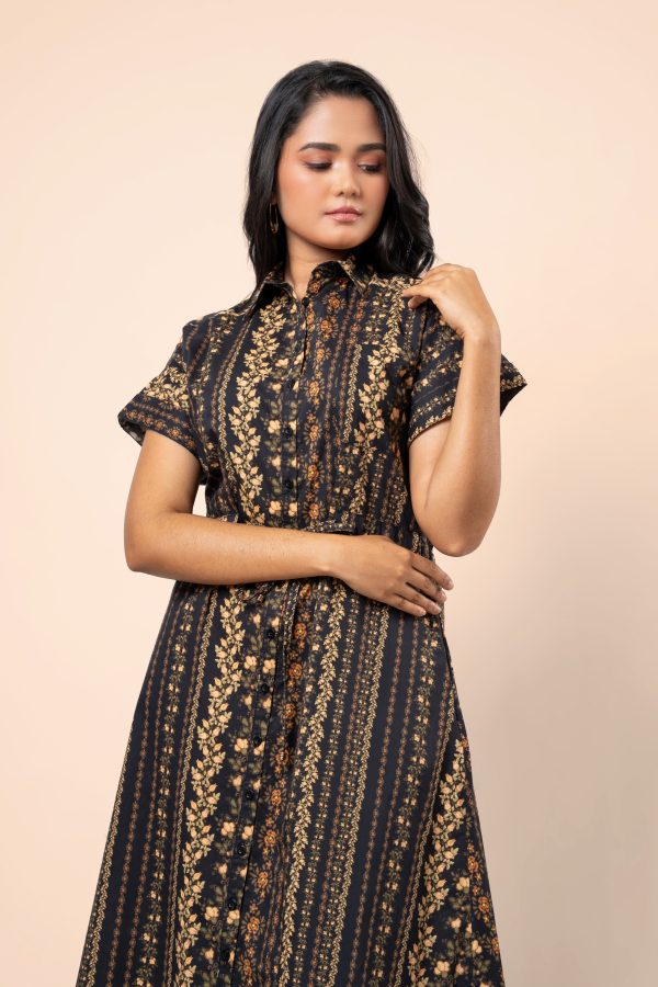 Floral Patterned Button-Down Midi Dress - Image 3
