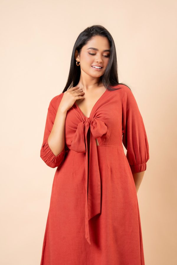 Front Knot Detailed Midi Dress - Image 2