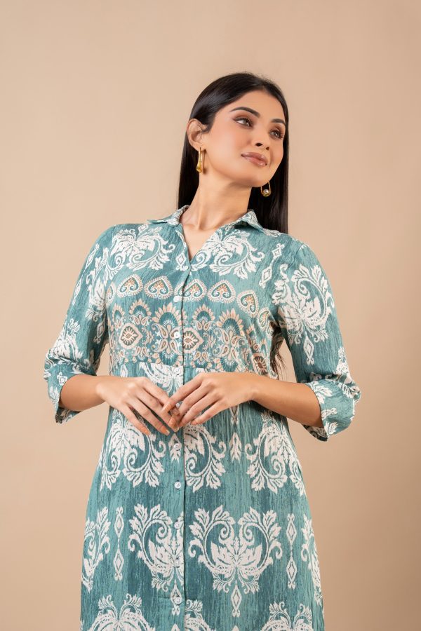 Ikat Patterned Button Down Maxi Dress - Image 5
