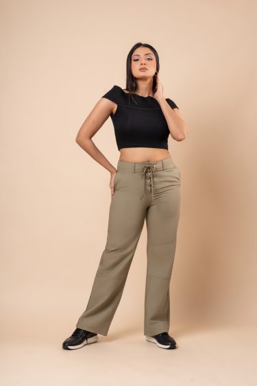 Front Tie-Up Detailed Linen Pant